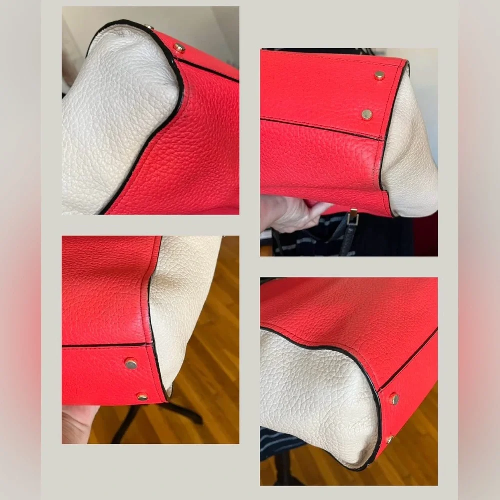 Kate spade Chelsea Hayden pebbled leather colorblock satchel with strap purse - Picture 9 of 17